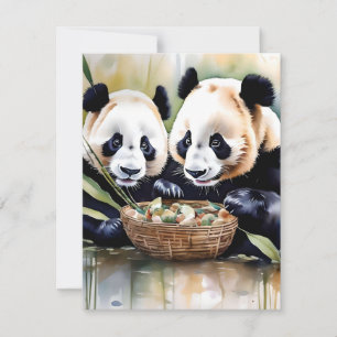 Panda-Bär-Studie F - Aquarelle Feiertagskarte