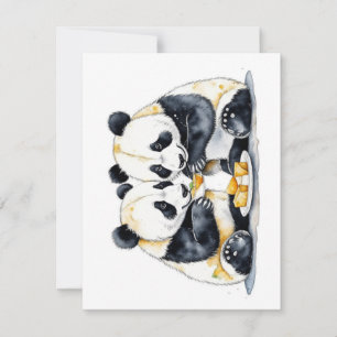 Panda-Bär-Studie F - Aquarelle Feiertagskarte