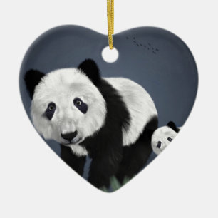 Panda Bär süß kuschelig Tier schwarz weiß süß Keramik Ornament