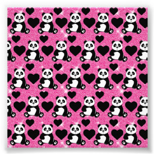 Panda Bär Tierliebhaber Schwarze Herzen Rosa Glitt Fotodruck