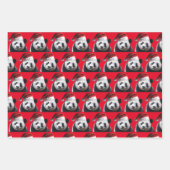 Panda Bär trägt einen Weihnachtsmann-Hut Geschenkpapier Set (Vorderseite 2)