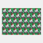 Panda Bär trägt einen Weihnachtsmann-Hut Geschenkpapier Set (Vorderseite)