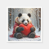 Panda Bär umarmt ein rotes Herzklopfen Serviette (Vorderseite)