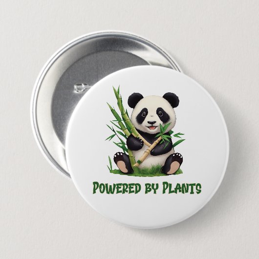 Panda Bär von Pflanzen angetrieben Button (Vorne & Hinten)