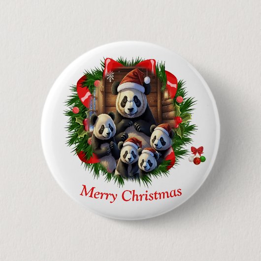 Panda Bär Weihnachten Button (Vorderseite)