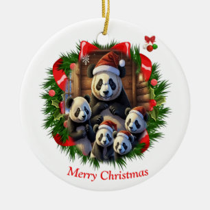 Panda Bär Weihnachten Keramik Ornament