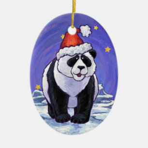 Panda-Bär Weihnachten Keramikornament