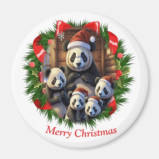 Panda Bär Weihnachten Magnet (Vorne)