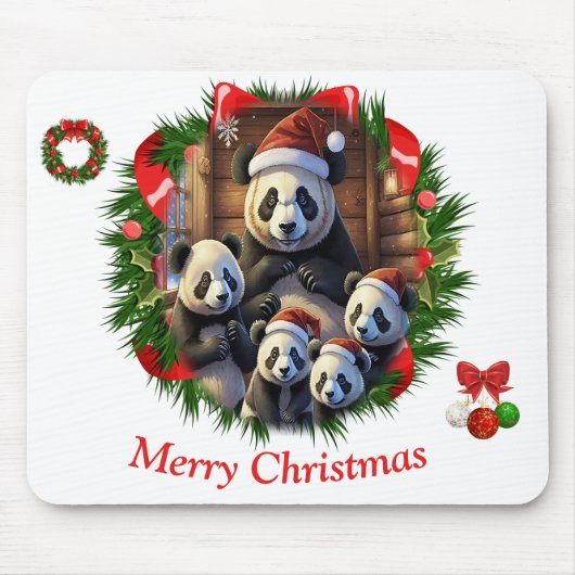 Panda Bär Weihnachten Mousepad (Vorne)