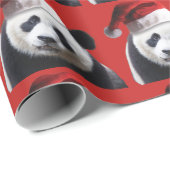 Panda-Bär Weihnachtsmann Geschenkpapier (Rolleneckpunkt)