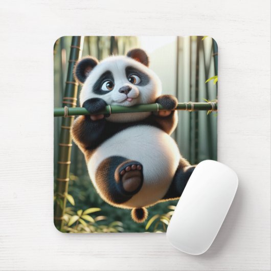 Panda Bären aus einer Zweigstelle in Bambus Mousepad (Mit Mouse)