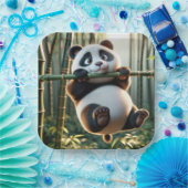 Panda Bären aus einer Zweigstelle in Bambus Pappteller (Party)