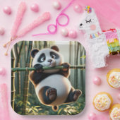 Panda Bären aus einer Zweigstelle in Bambus Pappteller (Party)