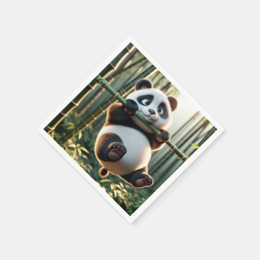 Panda Bären aus einer Zweigstelle in Bambus Serviette (Ecke)