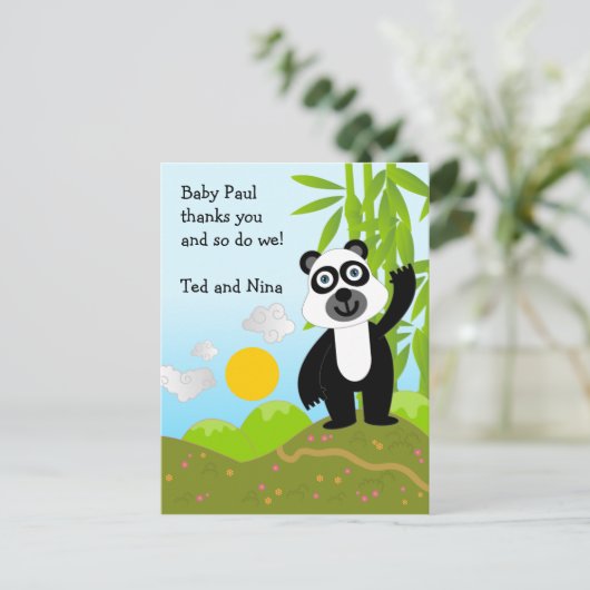 Panda Bären Birthday Vielen Dank Postkarte (Stehend Vorderseite)