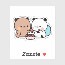 Panda Bären, Bubu und Dudu essen Erdbeeren Aufkleber