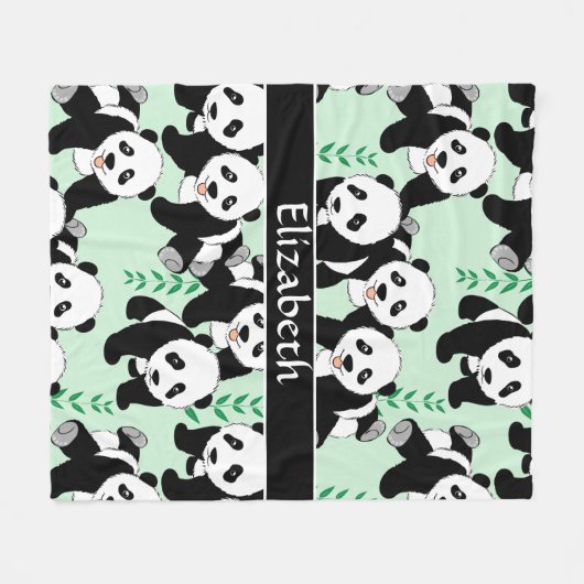 Panda-Bären grafisch personifizieren Fleecedecke (Vorderseite (Horizontal))