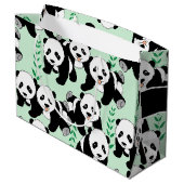 Panda-Bären grafisch personifizieren Große Geschenktüte (Rückseite Schrägansicht)