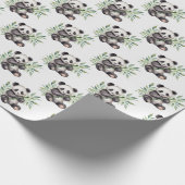 Panda-Bären in Bamboo-Blätter Geschenkpapier (Ecke)