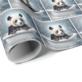 Panda-Bären in der Blase im Bad Geschenkpapier (Rolleneckpunkt)