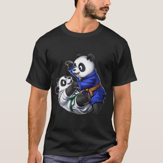 Panda-Bären Jiu-Jitsu-Ringer T-Shirt (Vorderseite)