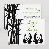 Panda-Bären und Bambus-Hochzeit Save the Date (Vorne/Hinten)