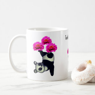 Panda Bären und Zinnia Blume Personalisiert Kaffeetasse
