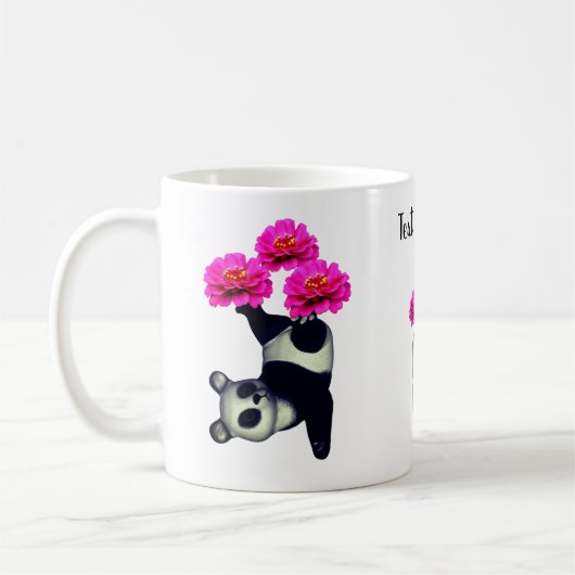 Panda Bären und Zinnia Blume Personalisiert Kaffeetasse (Links)