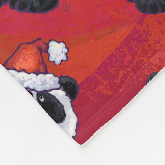 Panda Bären Weihnachten auf Rot Fleecedecke (Ecke)