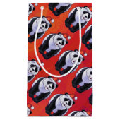 Panda Bären Weihnachten auf Rot Kleine Geschenktüte (Vorderseite)