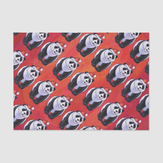 Panda Bären Weihnachten auf Rot Seidenpapier (Vorderseite)