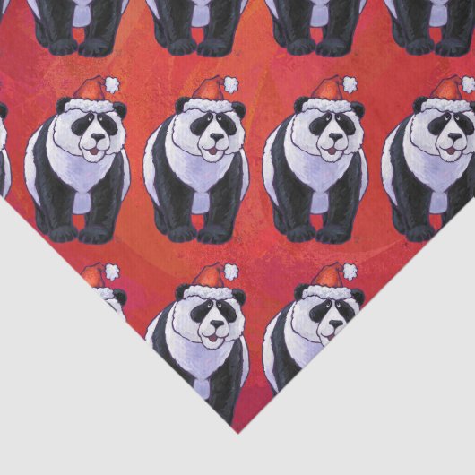 Panda Bären Weihnachten auf Rot Seidenpapier (Ausschnitt)