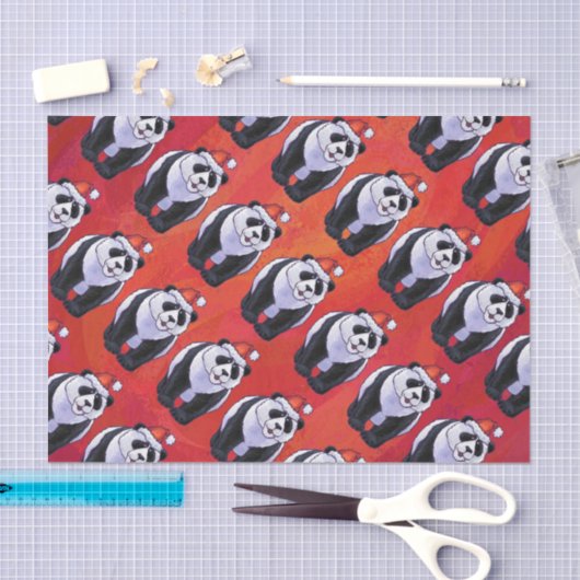 Panda Bären Weihnachten auf Rot Seidenpapier (Handwerk)
