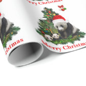 Panda Bären Weihnachten  Geschenkpapier (Rolleneckpunkt)
