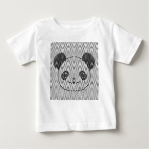 Panda Bärengesicht auf Wellenmuster Baby T-shirt