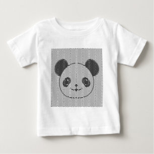 Panda Bärengesicht auf Wellenmuster Baby T-shirt