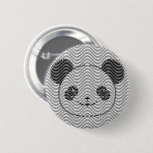 Panda Bärengesicht auf Wellenmuster Button (Vorne & Hinten)