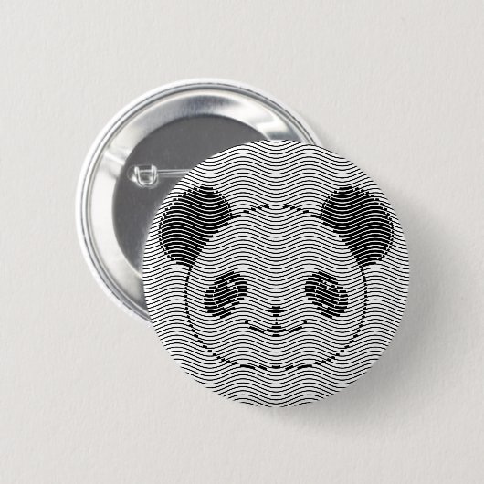 Panda Bärengesicht auf Wellenmuster Button (Vorne & Hinten)