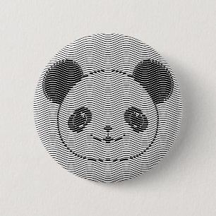 Panda Bärengesicht auf Wellenmuster Button