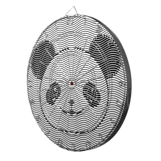 Panda Bärengesicht auf Wellenmuster Dartscheibe (Vorderseite rechts)