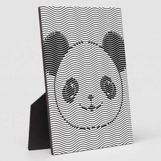 Panda Bärengesicht auf Wellenmuster Fotoplatte (Seite)