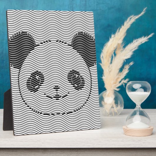 Panda Bärengesicht auf Wellenmuster Fotoplatte (Seite)