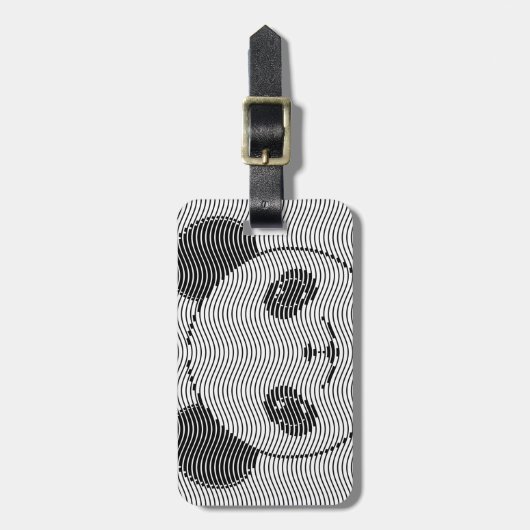 Panda Bärengesicht auf Wellenmuster Gepäckanhänger (Vorderseite vertikal)