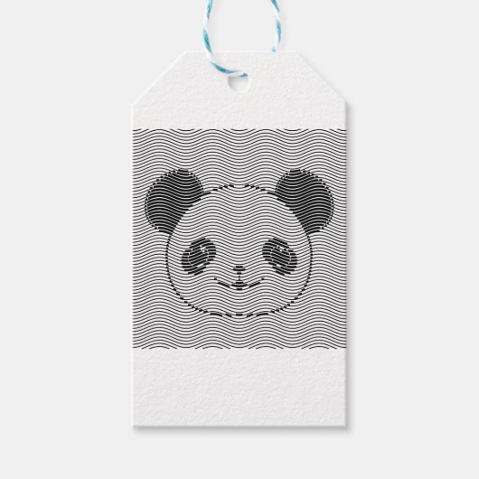 Panda Bärengesicht auf Wellenmuster Geschenkanhänger (Vorderseite)