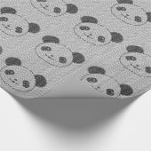 Panda Bärengesicht auf Wellenmuster Geschenkpapier (Ecke)