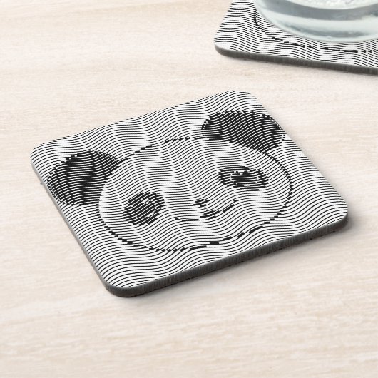 Panda Bärengesicht auf Wellenmuster Getränkeuntersetzer (Linke Seite)