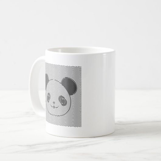 Panda Bärengesicht auf Wellenmuster Kaffeetasse (Vorderseite Links)