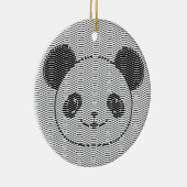 Panda Bärengesicht auf Wellenmuster Keramik Ornament (Rechts)