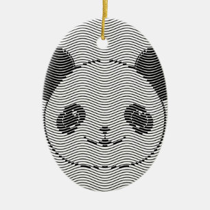 Panda Bärengesicht auf Wellenmuster Keramikornament
