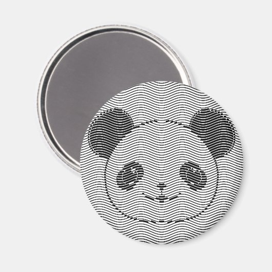Panda Bärengesicht auf Wellenmuster Magnet (Vorderseite/Rückseite)